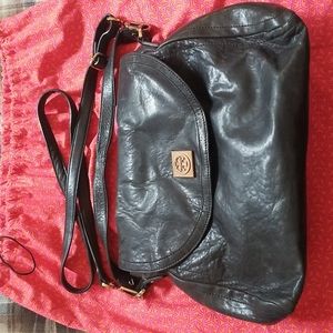 Tory Burch Black Leather Saddle Bag